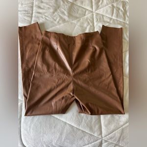 Zara brown leather pants.